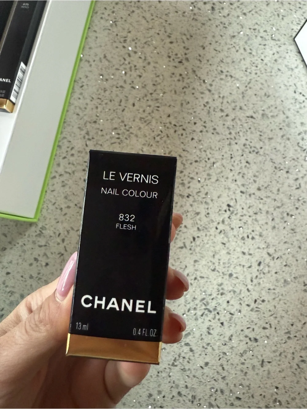 CHANEL White Lime Green Trim Mini Gift Bag